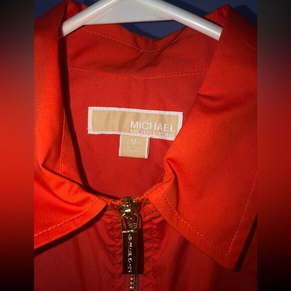Michael Kors Long Sleeve Collared Full Zip Top Orange Medium - Picture 3 of 7